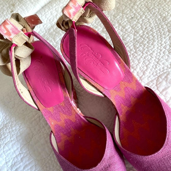 Stuart Weitzman and Theodora & Callum Ankle Wrap Wedges - Picture 7 of 8